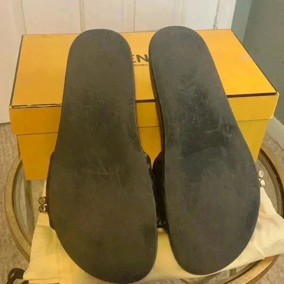 Fendi Feel Brown Satin Women's Slides Size 38 - Picture 6 of 9